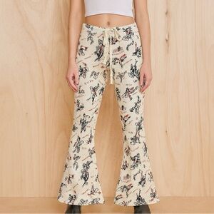 Scanty Clothing Western Cowboy Flare Waffle Knit Pants Women’s Small